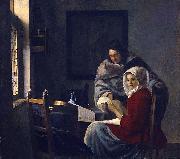 Johannes Vermeer Girl interrupted at her music. USA oil painting artist